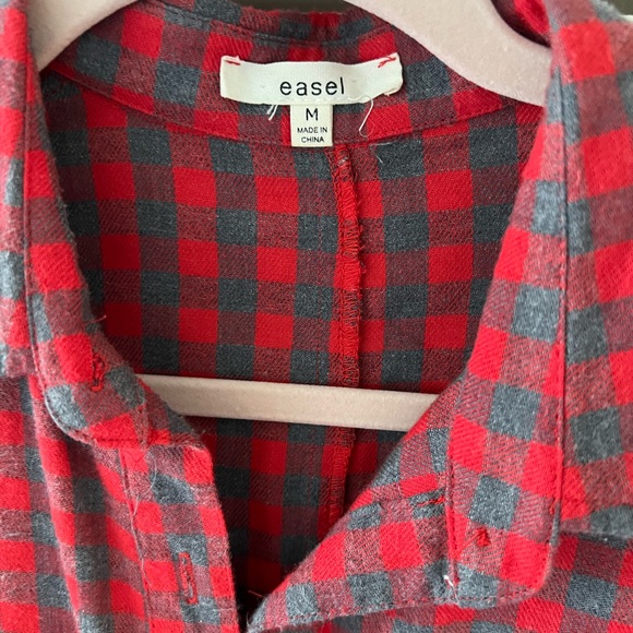 Easel Gray and Red Flannel Top - Picture 2 of 8